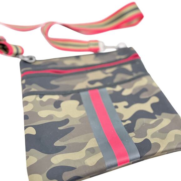 Haute Shore Crossbody Camo Stripe Adjustable Strap Y2K Streetwear Ballet grunge - Picture 2 of 8